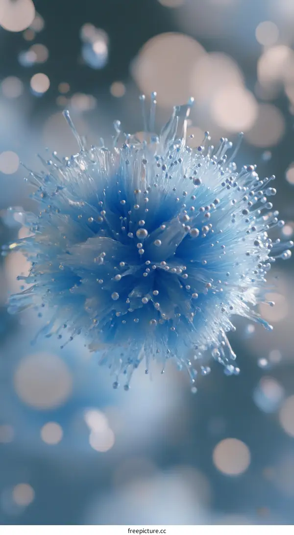 Abstract Blue Sphere with Delicate Spikes