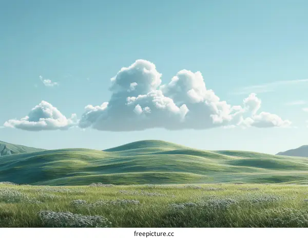 Rolling Green Hills Under a Blue Sky