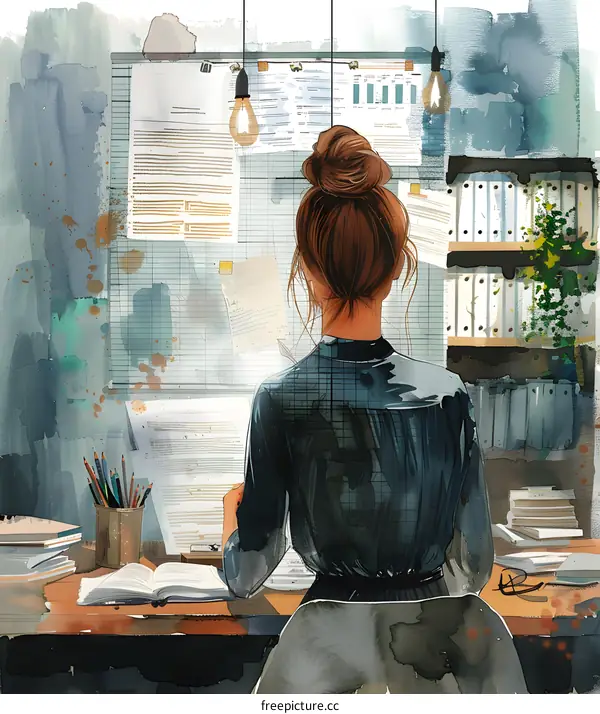 businesswoman working at her desk