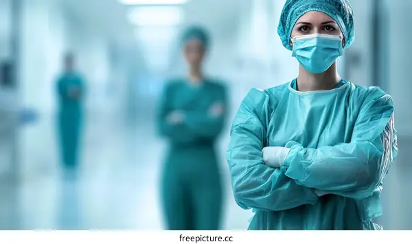 Female Medical Professional in Hospital Corridor