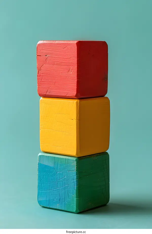 Three Wooden Blocks Stacked High