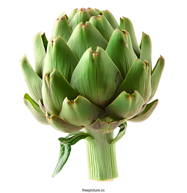 [Transparent Background PNG]Single Green Artichoke on White