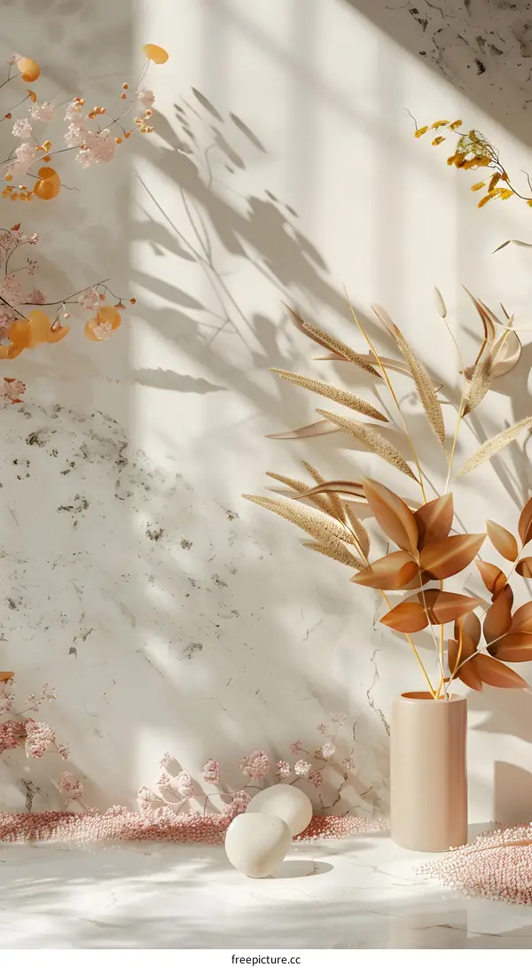 Minimalist Aesthetic Mockup With Dried Flowers and Stones