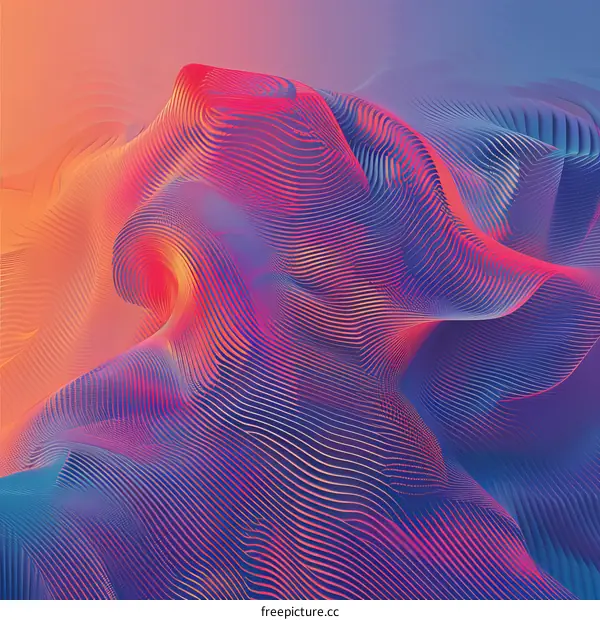 Vibrant Flowing Abstract Background with Mountain-Like Shape