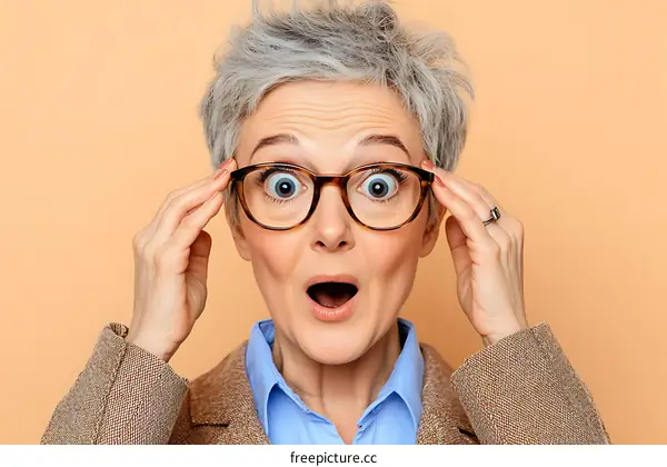 Surprised Senior Woman Expressing Amazement