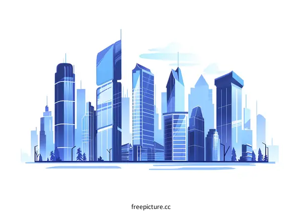 Blue Skyline Cityscape Illustration
