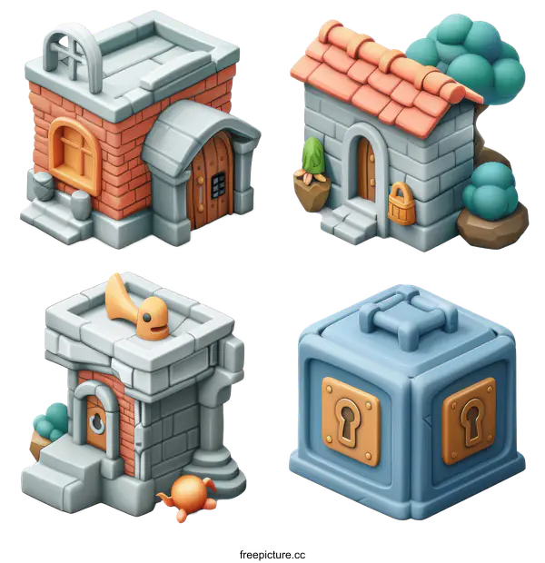 [Transparent Background PNG]Fantasy Medieval House 3D Architecture