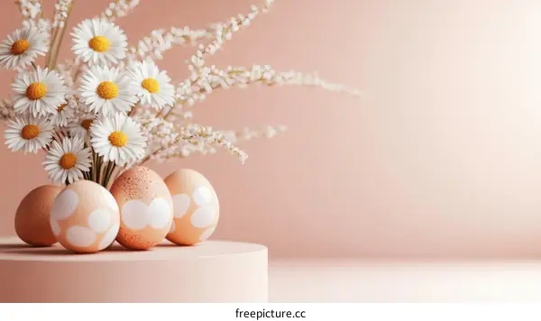 Pastel Easter Eggs and Daisies Arrangement