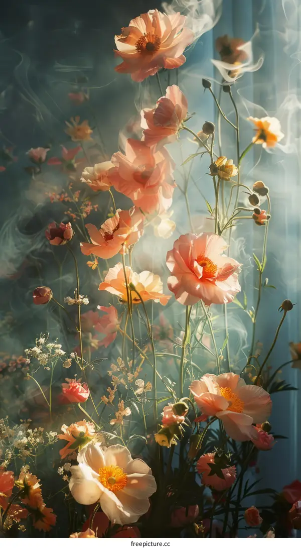 ethereal flowers in the morning light