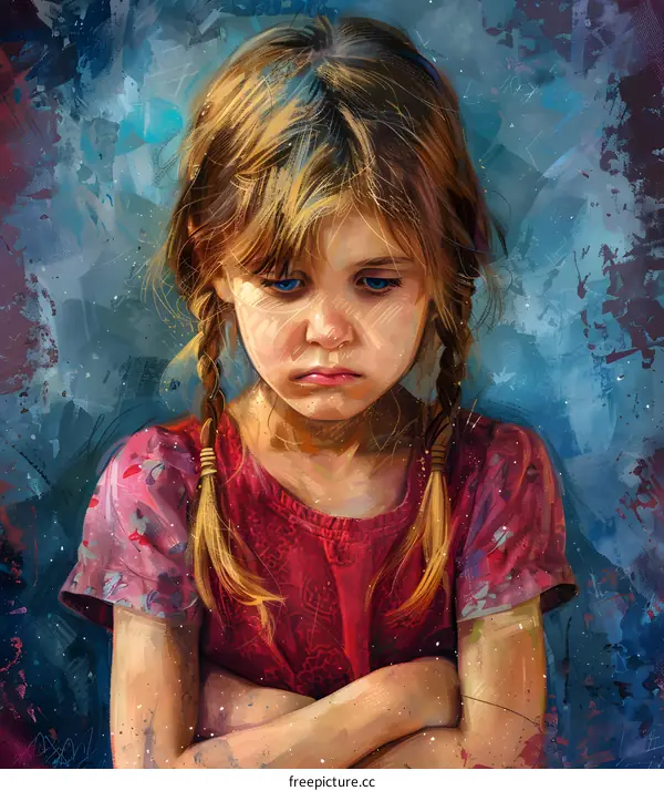 Portrait of a girl with blonde hair and blue eyes