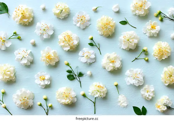 Delicate Floral Arrangement on Light Teal Background