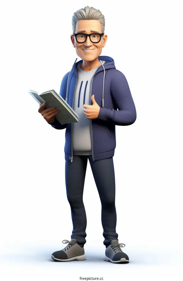 A Man Reading a Book 3D Illustration