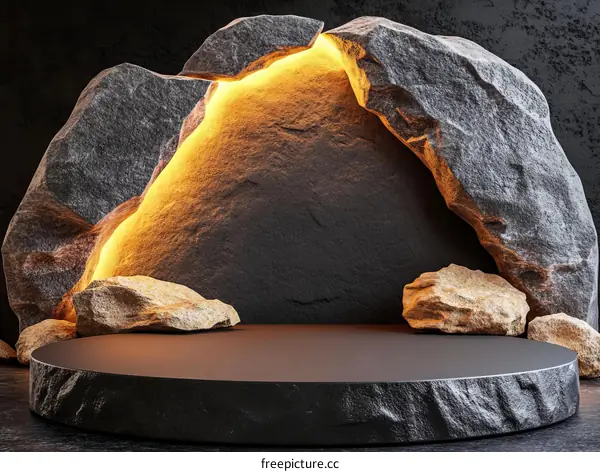Dark Stone Cave Display Platform