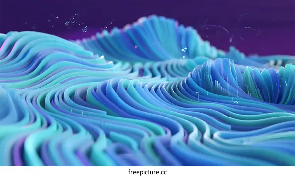 Abstract 3D Wave Pattern with Colorful Curves and Swirls