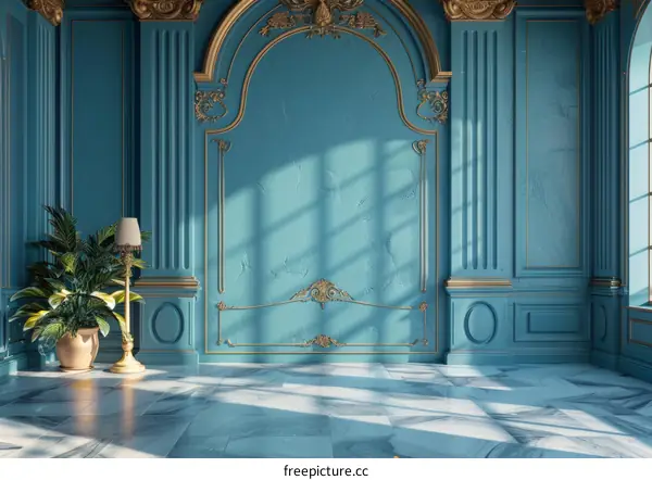 Classic Blue Room Interior Design with Elegant Decor