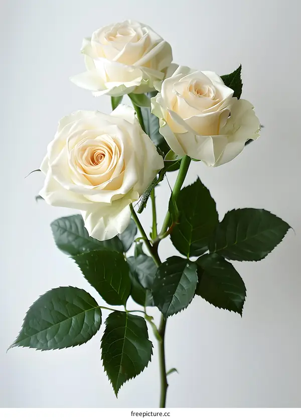 White Roses On White Background