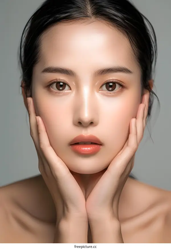 Beautiful Asian Woman with Natural Makeup