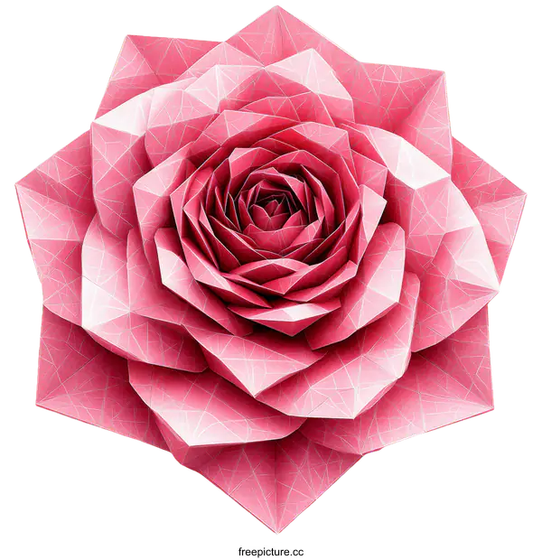 [Transparent Background PNG]Geometric Origami Rose Illustration