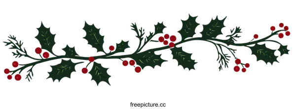[Transparent Background PNG]Christmas Holly Branch Illustration