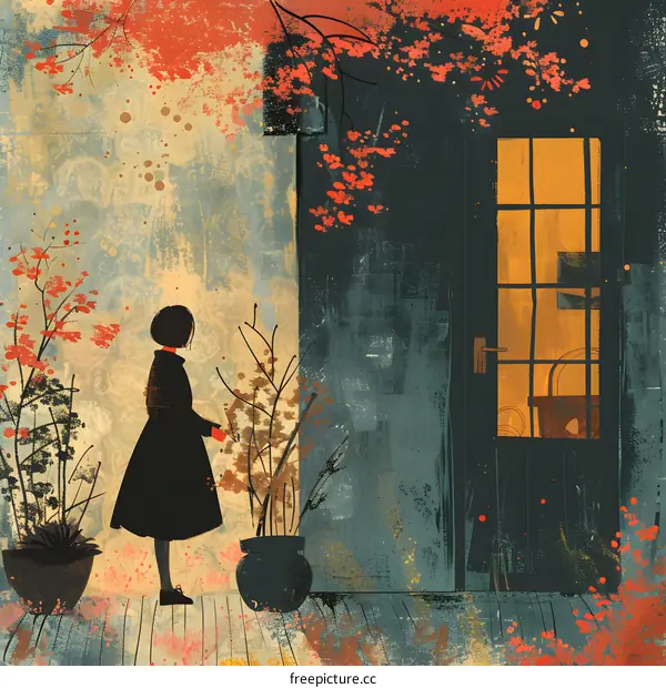 girl standing in front of a door