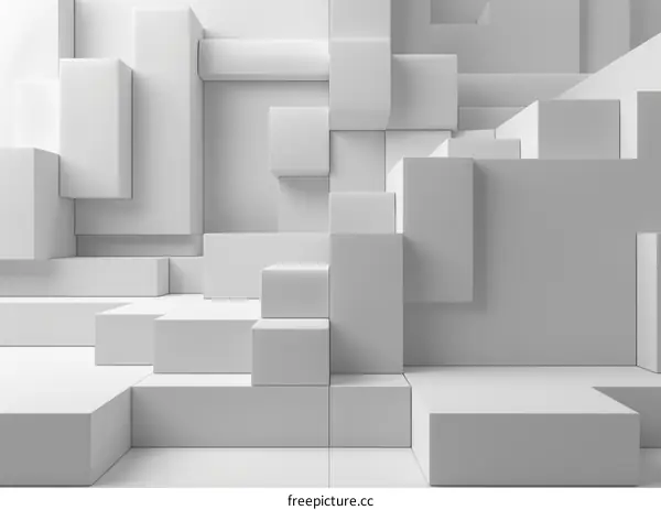 White Geometric Shapes Display Platform 3D Render