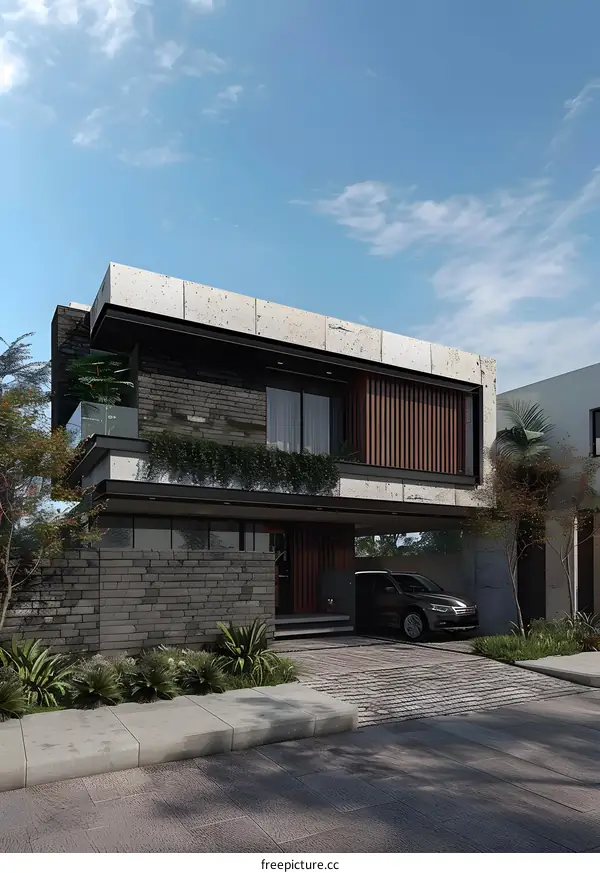 Modern Exterior House Design with Brick Walls