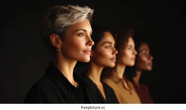 Four Women in Profile Portrait