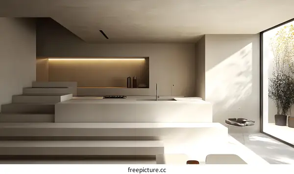 Modern Minimalist Kitchen Interior Design with Open Plan Living