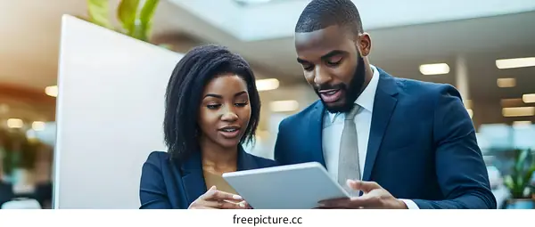 Two Business People Looking at a Tablet