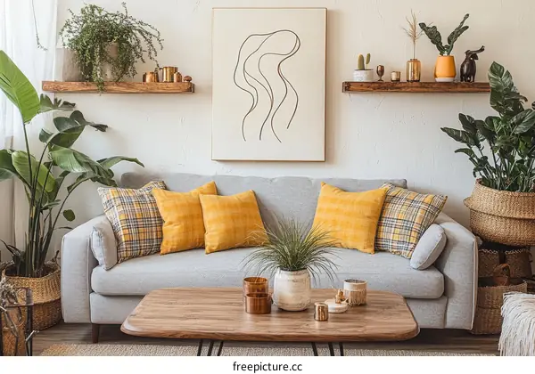 Modern Living Room Interior Design with Natural Elements