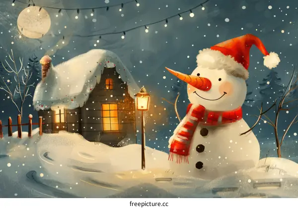 Cozy Snowy Cabin Under the Moonlight