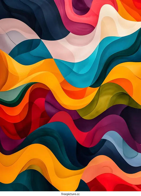 Abstract Art Background with Colorful Wavy Lines