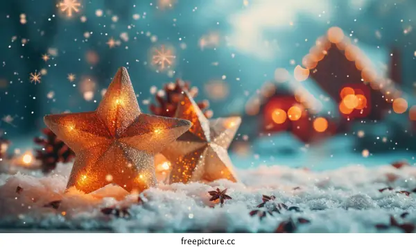 Christmas Still Life with Stars and Snowflakes