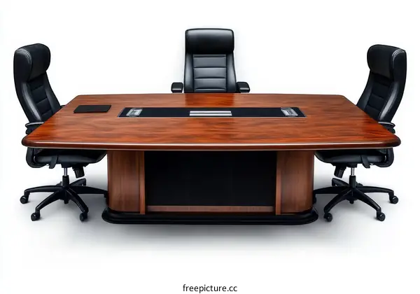 Elegant Wooden Conference Table with Black Chairs