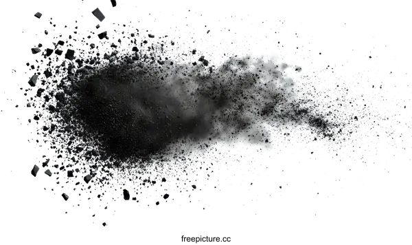 [Transparent Background PNG]Black Powder Explosion Abstract Illustration