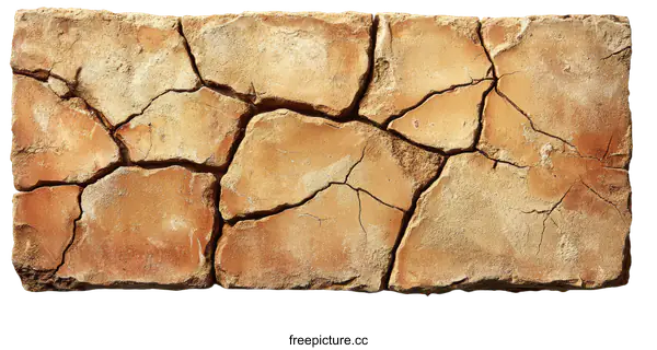 [Transparent Background PNG]Terracotta Tile with Deep Cracks
