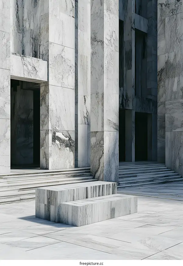 Marble Building Entrance With Steps