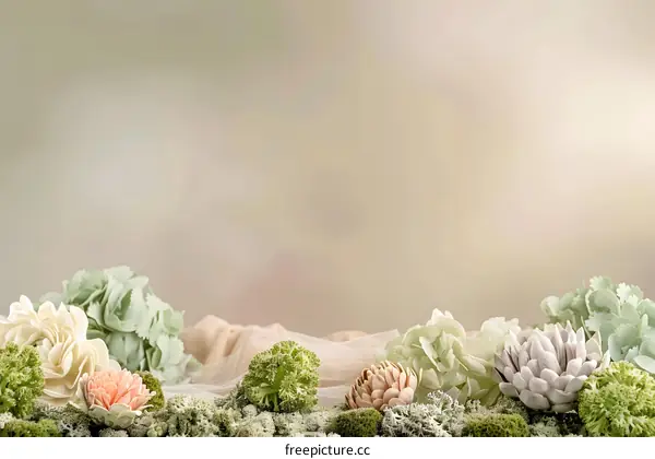 Floral Background with Delicate Flowers and Greenery