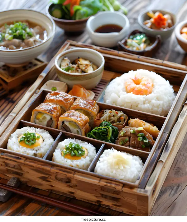 Japanese Lunch Box With Variety Of Food