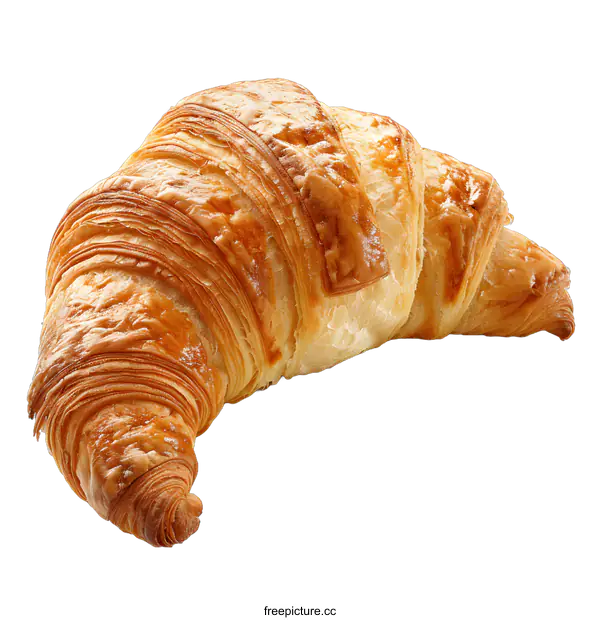 [Transparent Background PNG]A golden brown croissant on a white background