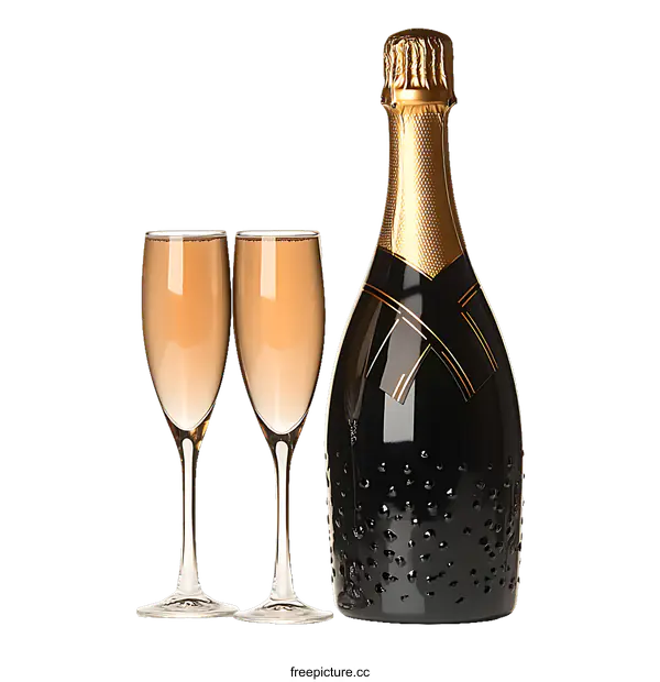 [Transparent Background PNG]Champagne Bottle and Glasses Celebration