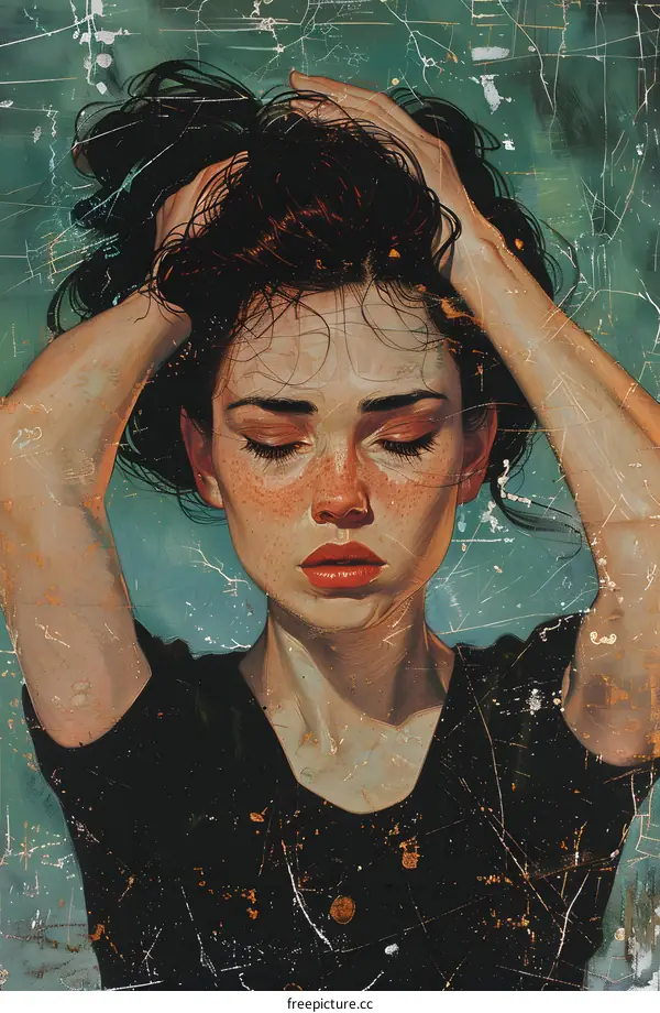 Portrait of a young woman with freckles