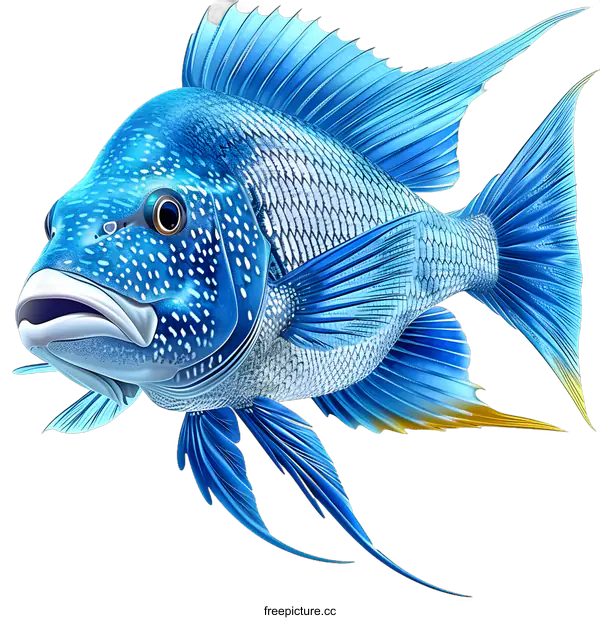 [Transparent Background PNG]A blue fish with yellow tail fin