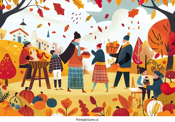 Happy Family Gathering in Autumn Park