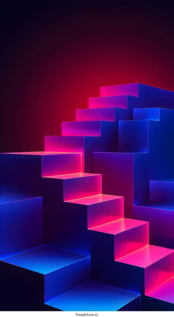 Neon Gradient Stairs Background