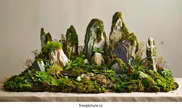 Green Moss Rock Garden Miniature Landscape