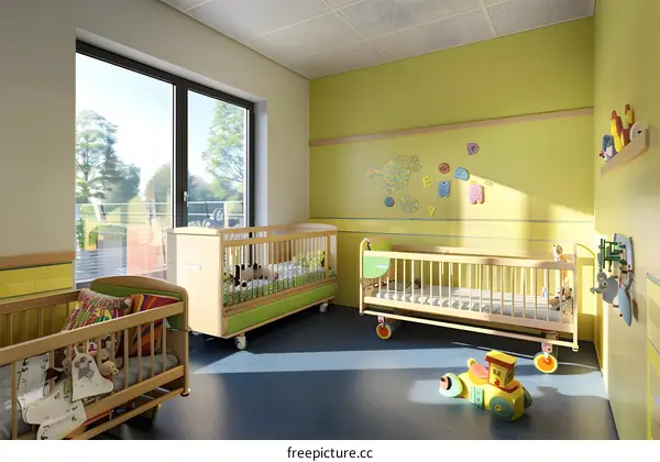 Nursery Room with Cribs and Toys