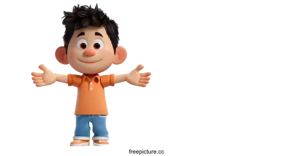 [Transparent Background PNG]3d cartoon character of a boy