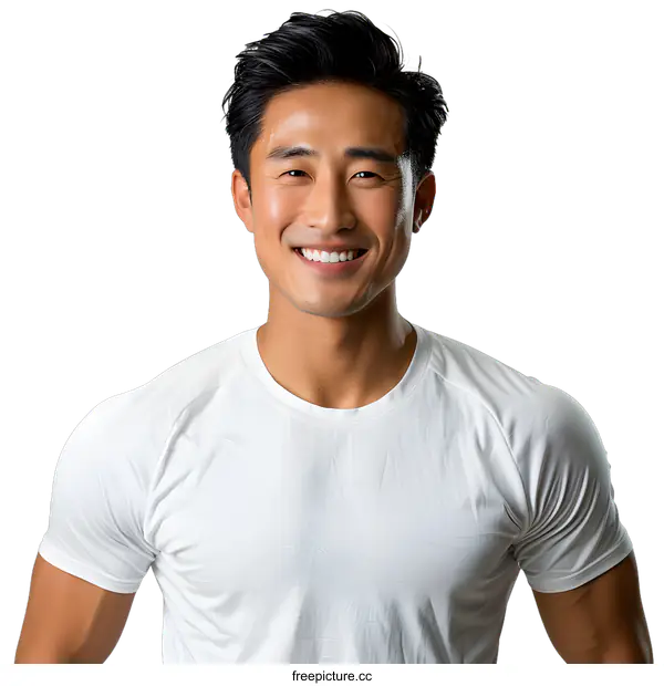 [Transparent Background PNG]Portrait of a young Asian man smiling