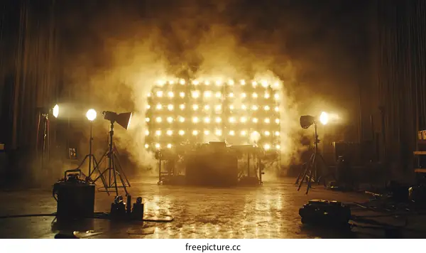 Studio Lighting Setup with Light Grid Backdrop